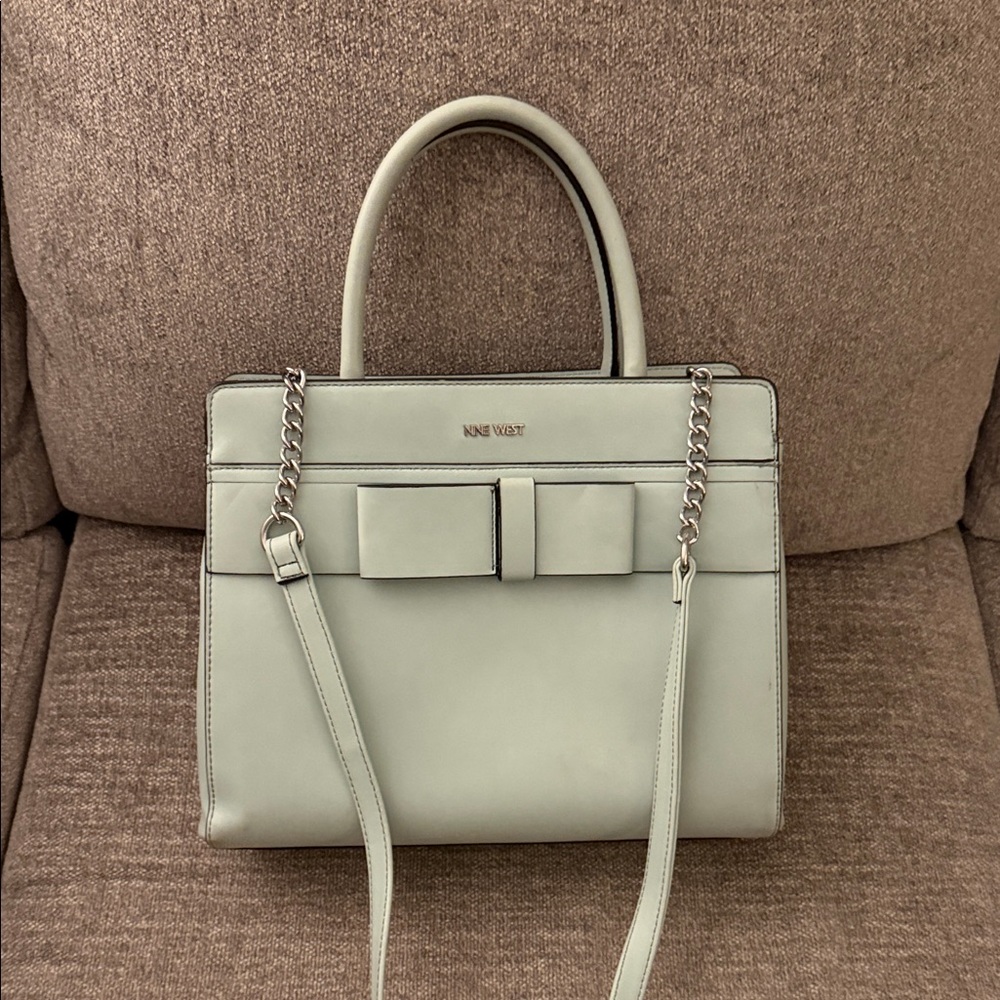 Nine West Light Blue Satchel with Chain Strap